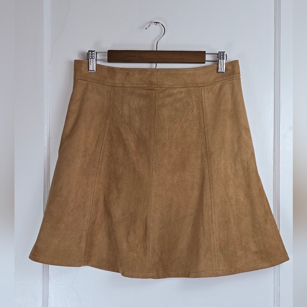 NWT LOFT Tan Vegan Suede Skater Skirt 6